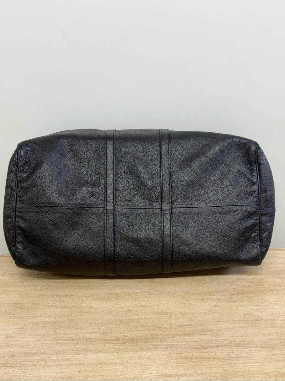 Gucci Guccissima Leather Boston Duffel Bag Black
